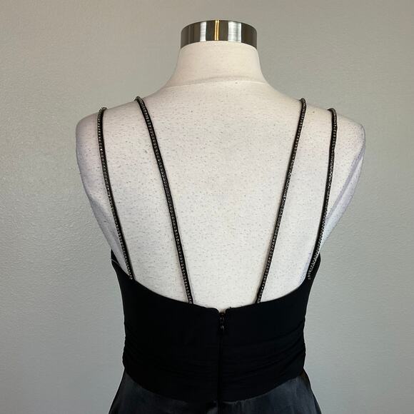 Alex Evenings Satin Beaded Strap Long A-Line Evening Gown Black Size 6 Dress - Picture 7 of 10